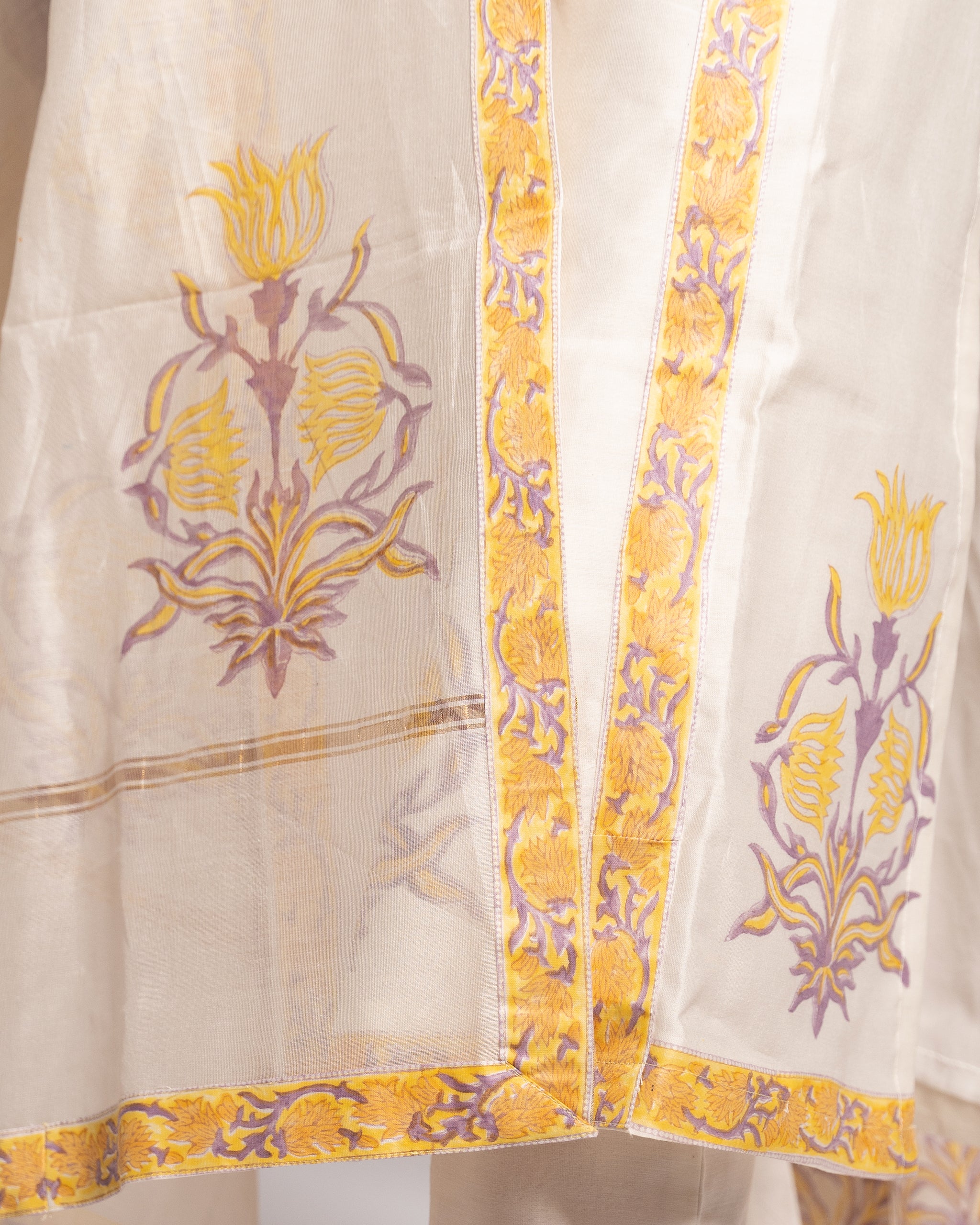 White Chanderi Kurta Set with Pearl Accents